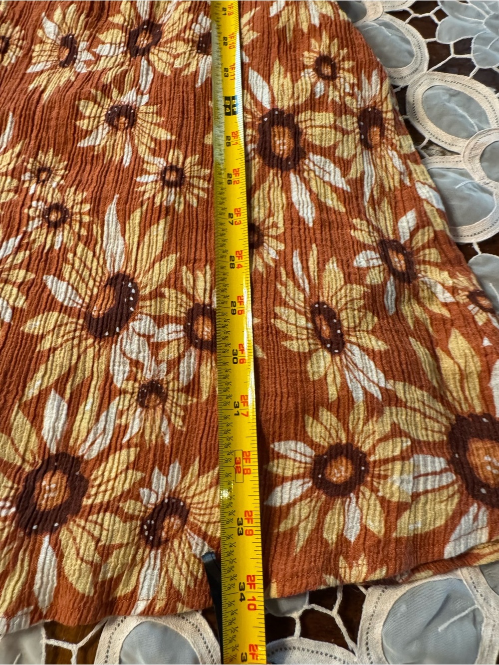BeCool Sunflower Mini Dress Women L Western Boho Indie Rust Floral Sundress B2 - Picture 9 of 13